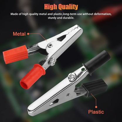 Durable 50Pcs Electrical Test Clamps Metal Alligator Clips with Plastic Handle