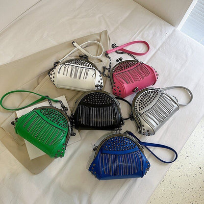 Rivet Crossbody Luxury Bag Small Handbags Clips Purse Tassel Clutch Shoulder Bag