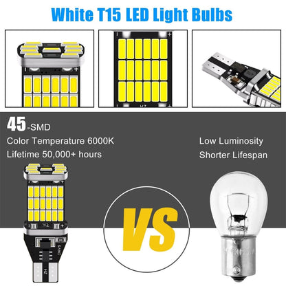 T15 921 912 LED Reverse Backup Light Bulbs W16W 916 6000K Super Bright White