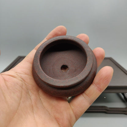 Dark Red Round Chinese Yixing Zisha Mame Bonsai Pot 2.25''x2.25''x1''