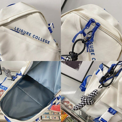 Fashion Double Buckle Waterproof Nylon Backpack Student School Shoulder Bags 1PC