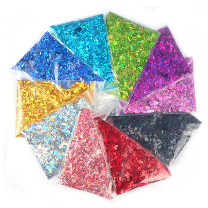 Nail Art Decor 10g Holographic Irregular Sequins Glitter Sparkly Colorful Flakes