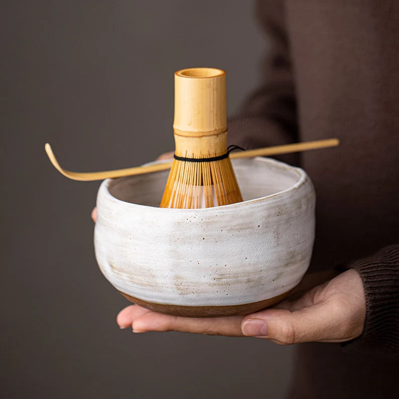 Embersceramic Ceramic Matcha Set with Bamboo Whisk and Chasen Holders