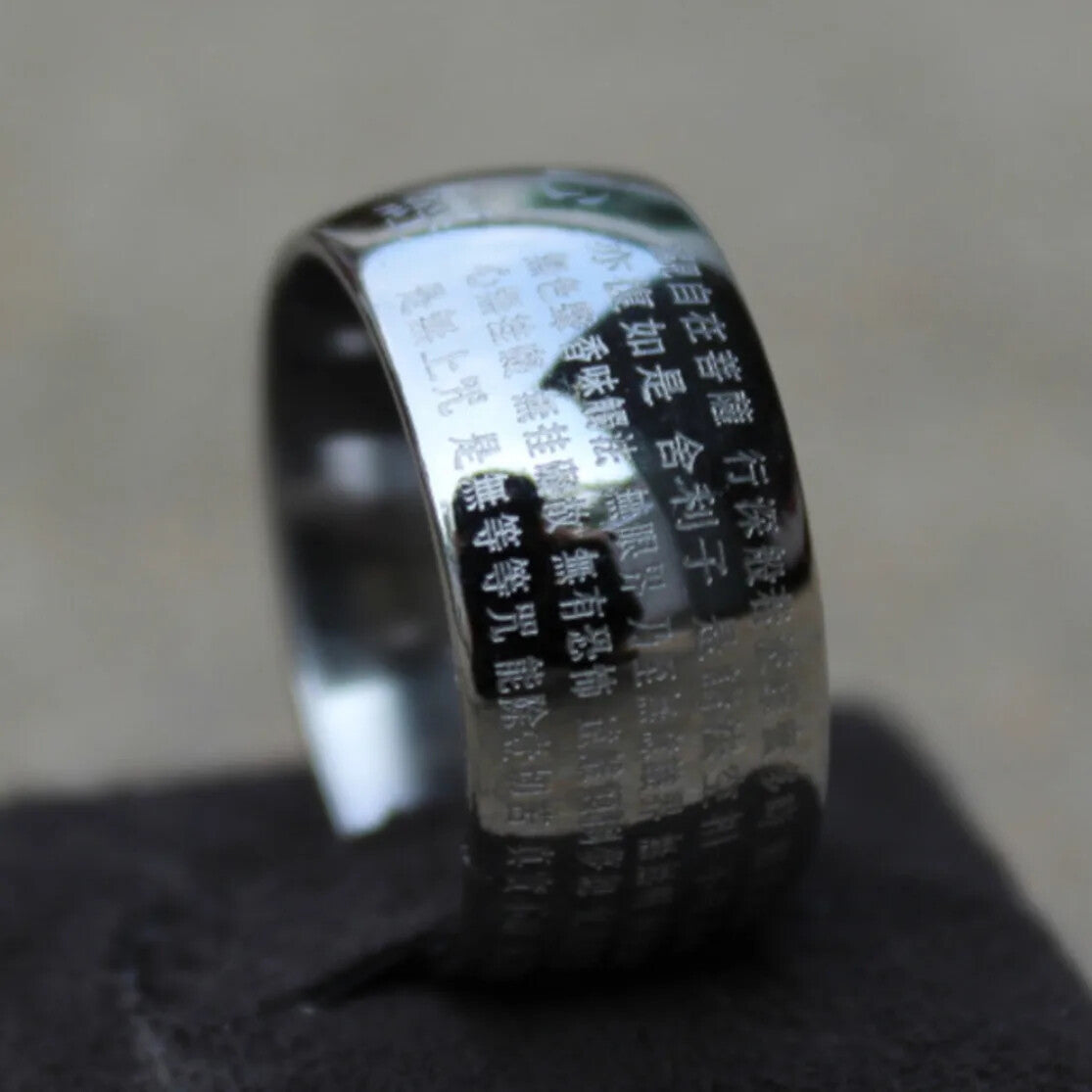 Buddhism Solomon Heart Sutra Buddha Ring Wicca Spell Wide Rings for Women Men