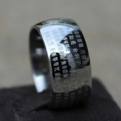 Buddhism Solomon Heart Sutra Buddha Ring Wicca Spell Wide Rings for Women Men