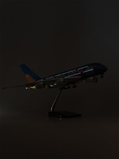 1:160 Dubai Model Airlines Airbus A380 Resin Airplane Display Model 47CM w/ Lamp