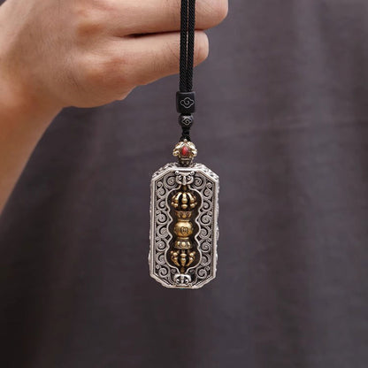 Vintage Vajra Pendant Tibetan Amulet Six Word Mantra Square Charm Buddhist