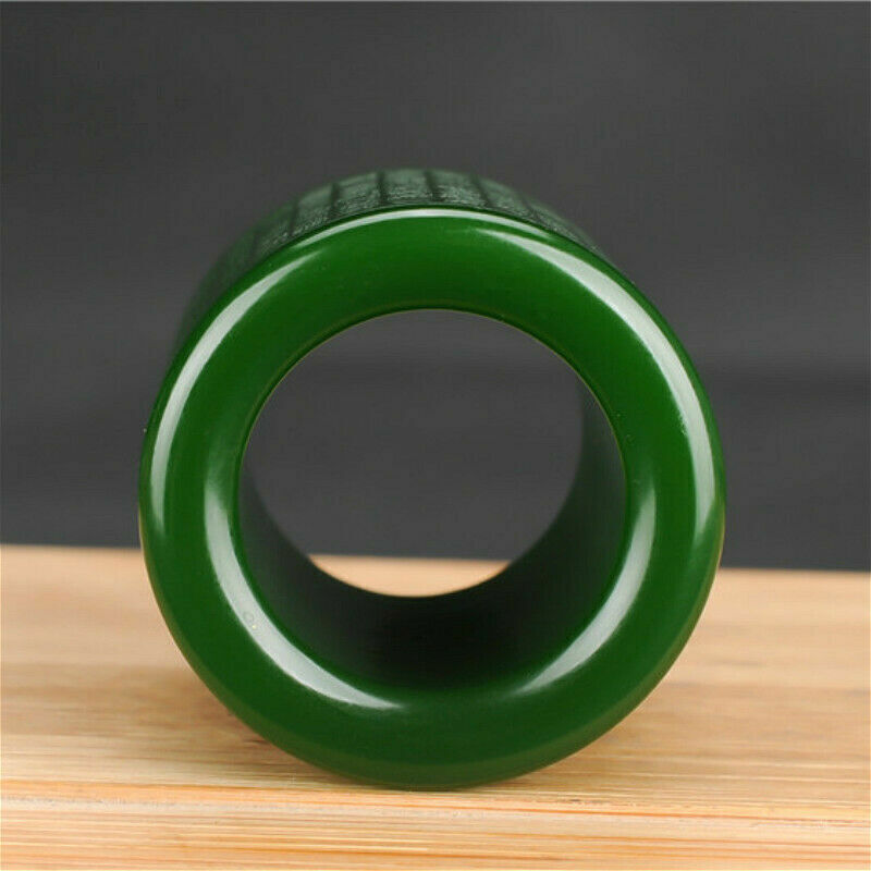 new Natural Green Jade Ring thumb men Buddhism Heart Meridian Ring