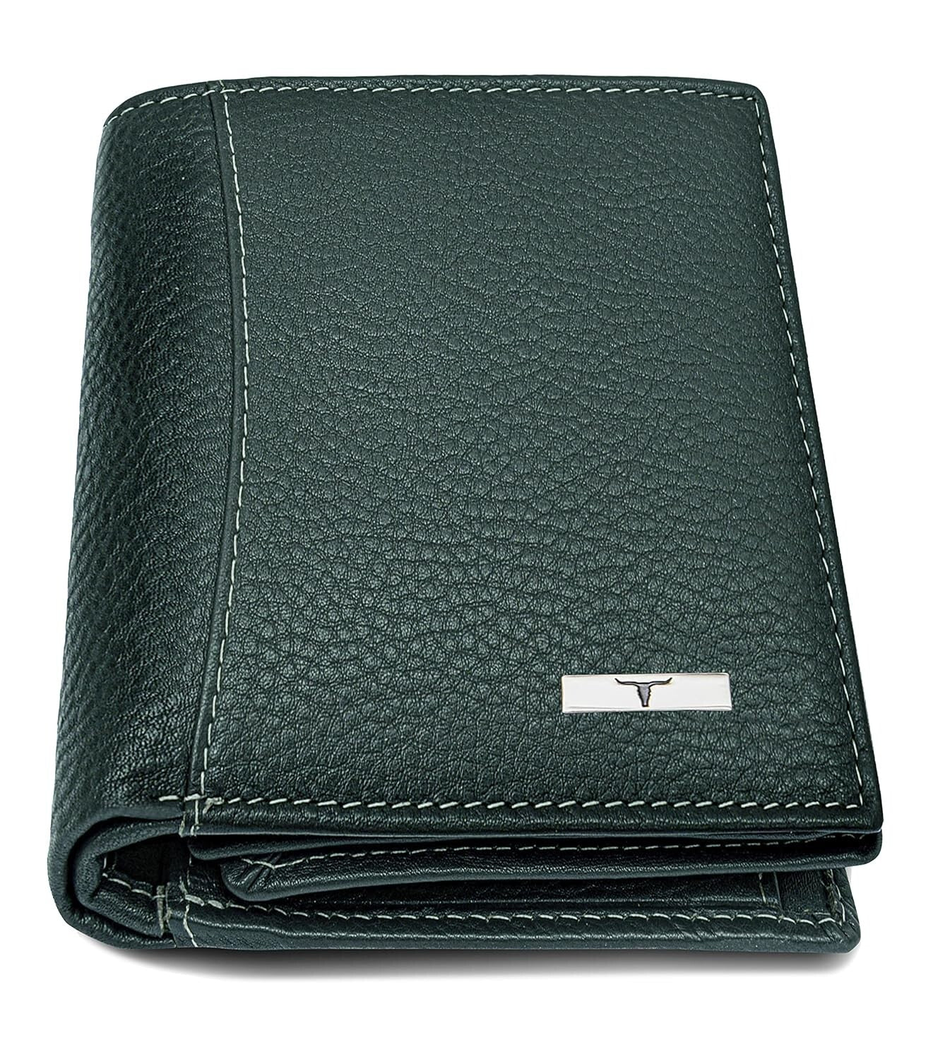 New Green Bi-Fold Leather Men's Wallet RFID Protection Gift Item