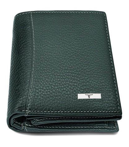 New Green Bi-Fold Leather Men's Wallet RFID Protection Gift Item