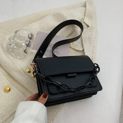 Synthetic Leather Flap Crossbody Handbag Small Shoulder Purse 19*7.5*14.5CM Blue