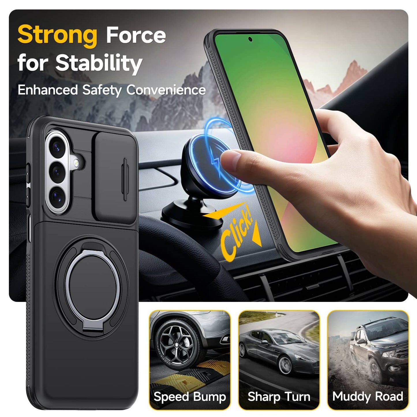 For Samsung Galaxy A57 A56 A37 A36 A27 A26 A17 Case with Card Holder & Kickstand