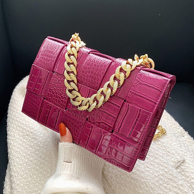 12 Colors Handbag Purse Alligator Pattern Shoulder Bag Women Chain Crossbody Bag