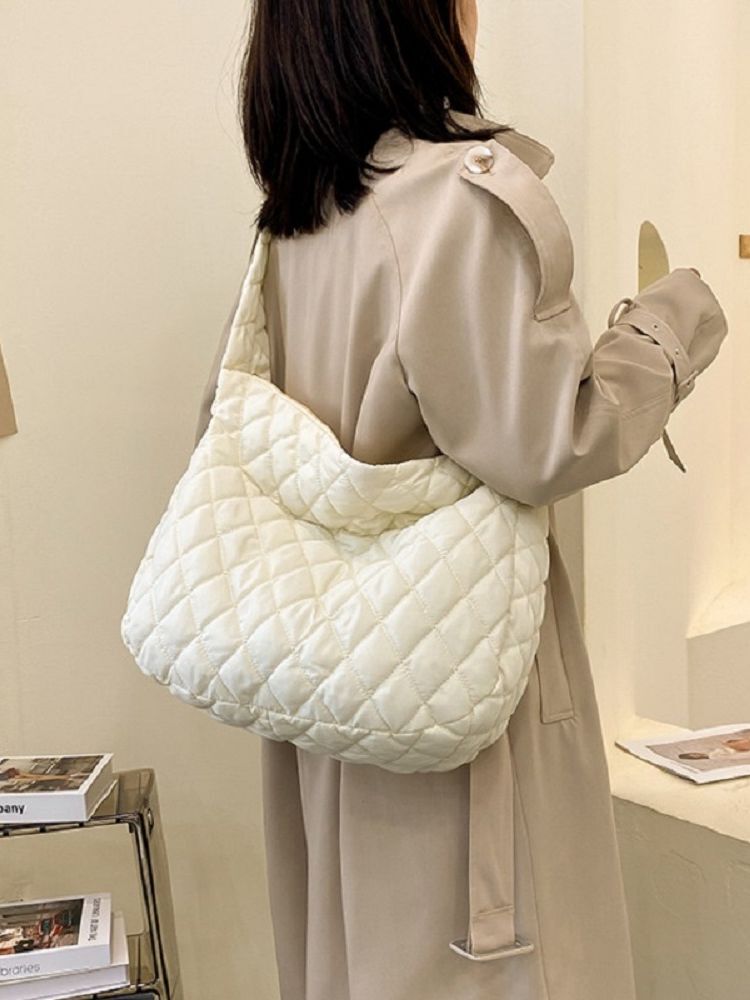 Large Puffy Shoulder Bag Crossbody Purse Down Soft Warm Puff Tote Bag Polyester