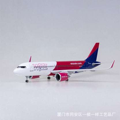 1/80 Hungary Wizz Air A320neo Passenger Plane Model Airplane W/Sound Light Stand
