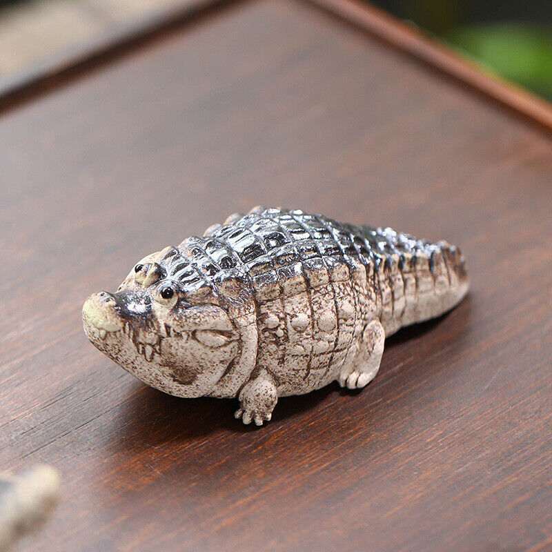 Alligator Statue Small Size Handmade Ornament Yixing Zisha Purple Clay Tea Pet