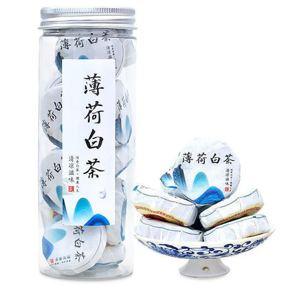 100g Mint Old White Tea Aged Shoumei Tangerine Peel Mini White Tea Cake Canned