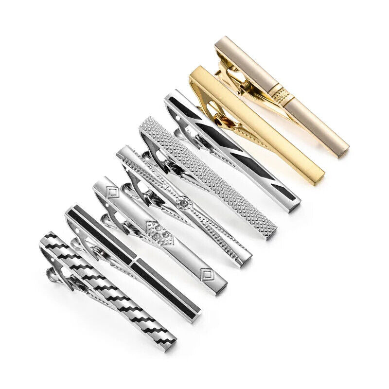 Tie Clips 8Pcs Copper Short Pins Set W/ Gift Box Accessories Men Shirt Cufflinks