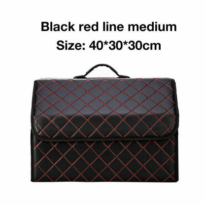 Car Trunk Storage Organizer Bag PU Leather Box Folding Stowing Tidying SUV Broad