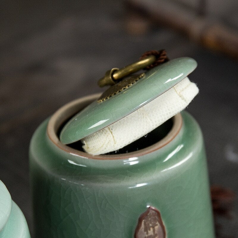 Traditional Ceramics Tea Box Sealed Tank Storage Bottle Candy Jar Spices Caddy