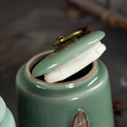 Traditional Ceramics Tea Box Sealed Tank Storage Bottle Candy Jar Spices Caddy