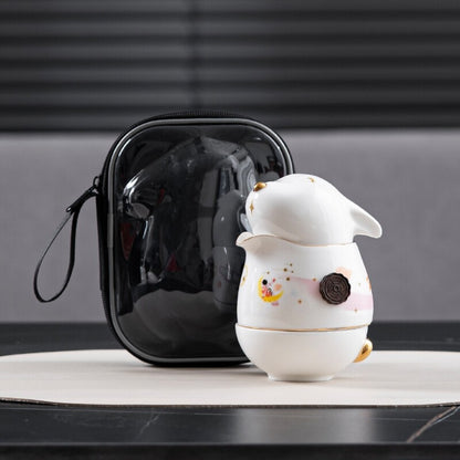 Rabbit Design Porcelain Tea Set For Travel Master Cup Matching Tea Cup Pitcher