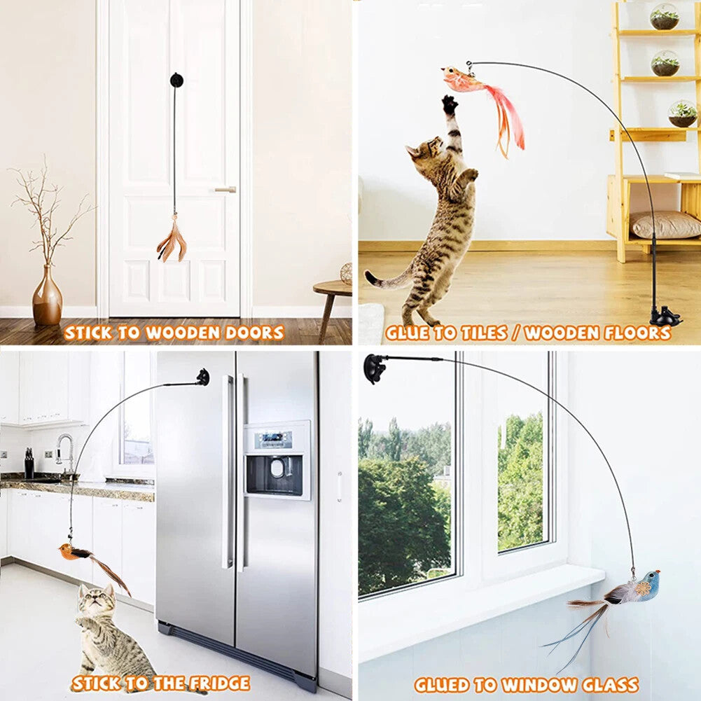 Cat Teaser Stick Replaceable Simulated Bird Cat Teaser Wand Multifunctional