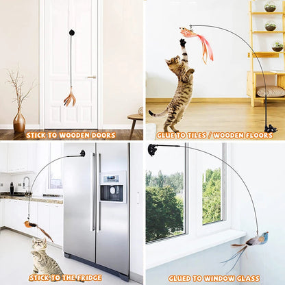 Cat Teaser Stick Replaceable Simulated Bird Cat Teaser Wand Multifunctional