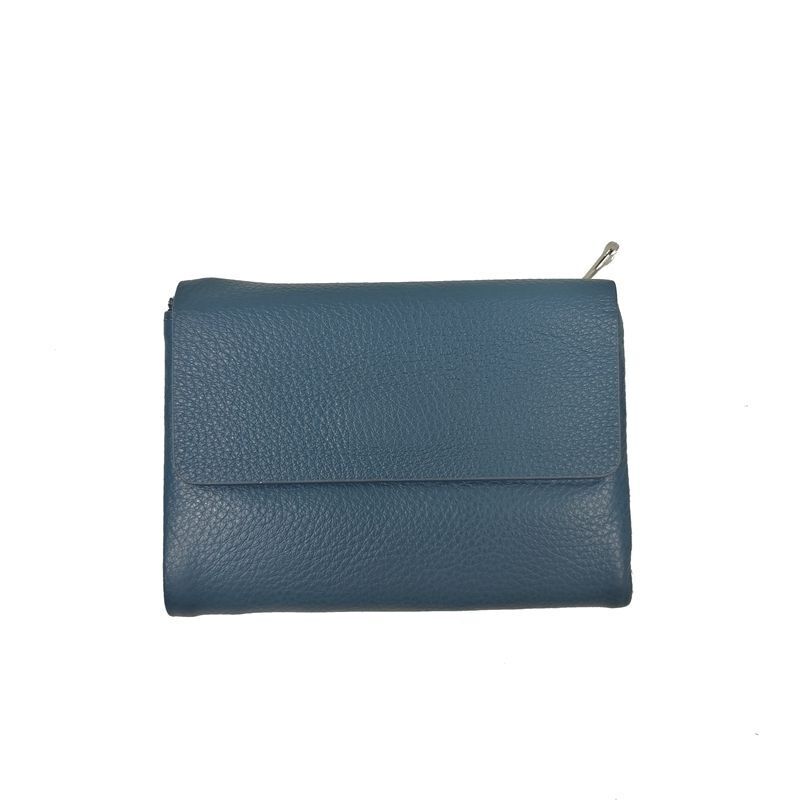 Soft Genuine Cow Leather Short Zipper Wallet Tri Fold Coin Card Holder Money Bag