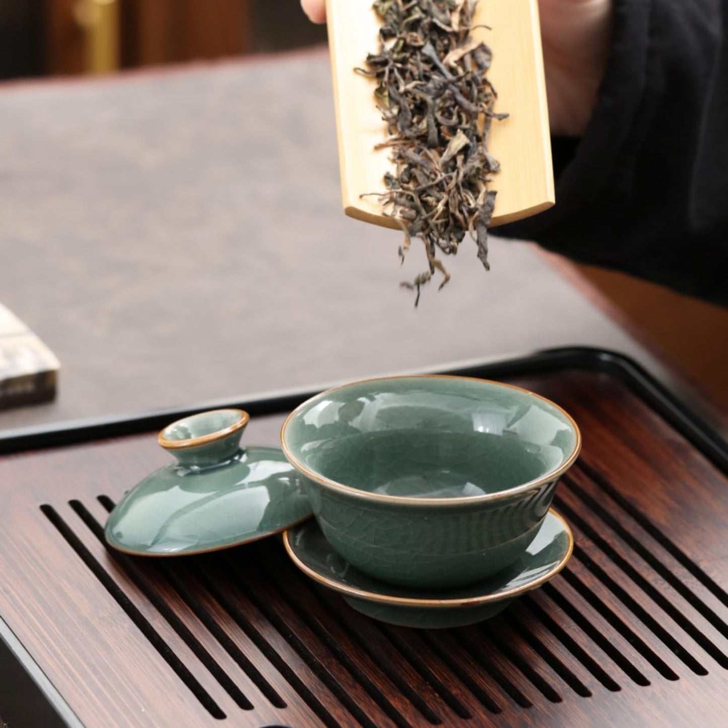 Crackled Glaze Ceramics Gaiwan 125ml 4.1oz Heat-resistant Chinese Kungfu Tea Set