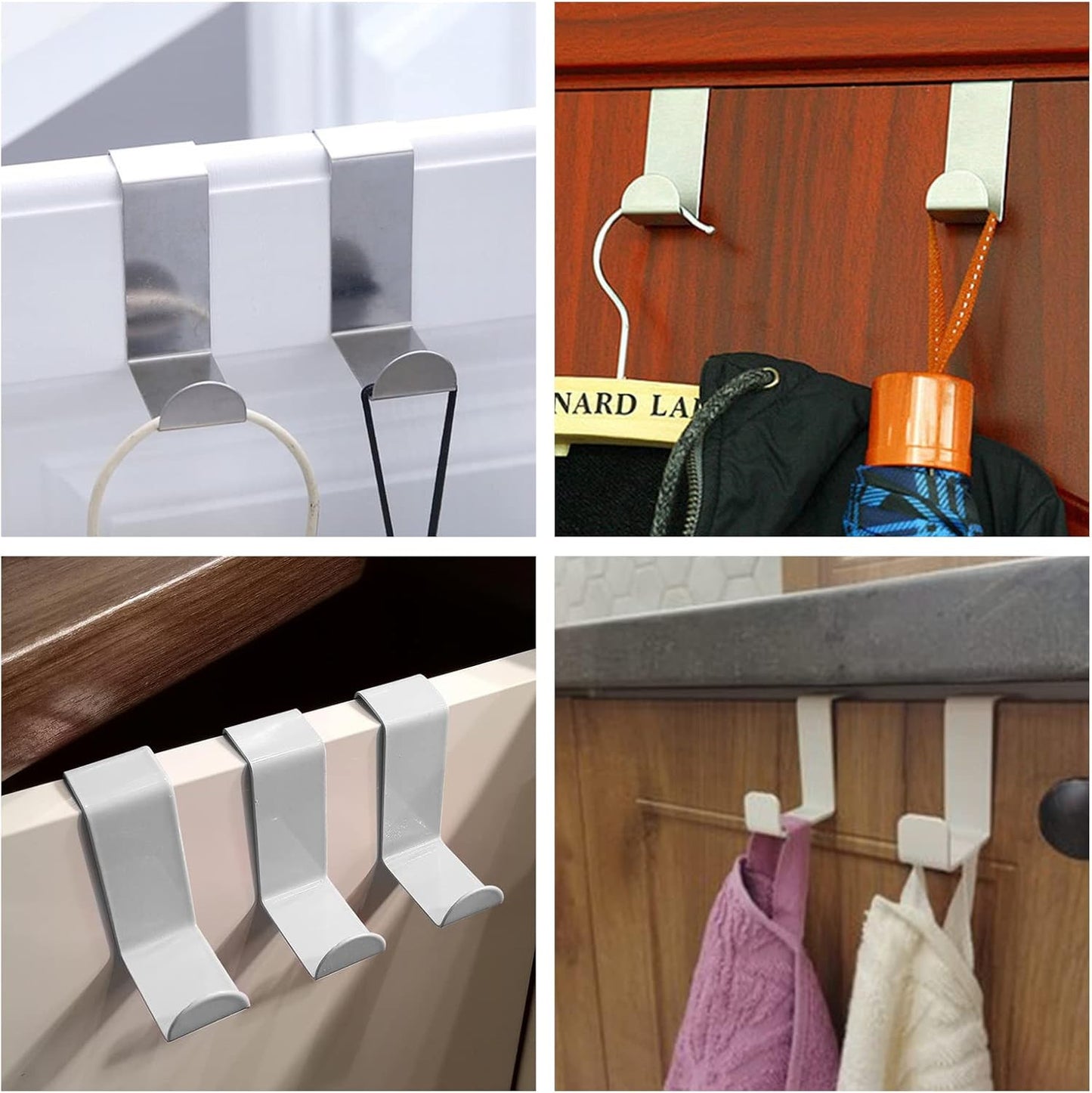 3x Door Hook Hanger Kitchen Coat Wall Storage Over Hanging Towel Hooks Bathroom