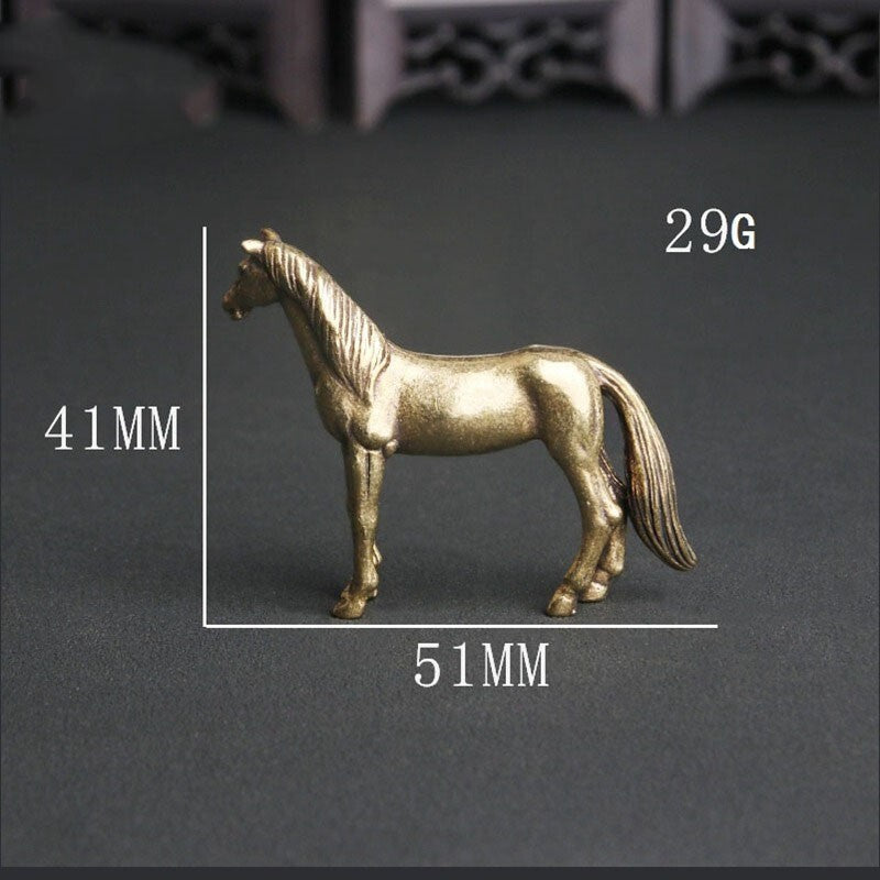 Brass Long Tail Horse Miniature Tea Pet Ornament Animal Craft ToyFi Decoration