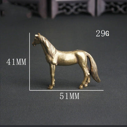 Brass Long Tail Horse Miniature Tea Pet Ornament Animal Craft ToyFi Decoration