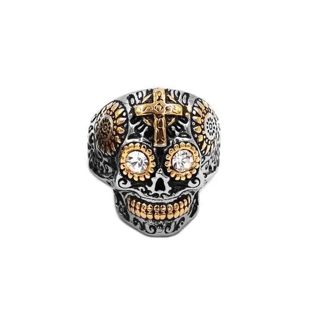 Men Skeleton Big Ring Stainless Steel Skull Rings Punk Biker Finger Jewelry 1Pc