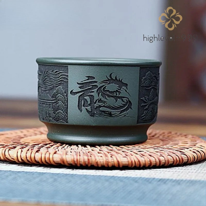 200ml Yixing Purple Clay Handcarved Dragon Tea Bowl Tea-tasting Cup Master Cup