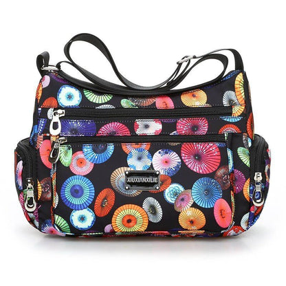 Fashion Floral Pattern Messenger Bag Nylon Shoulder Bag Flower Pattern Handbags