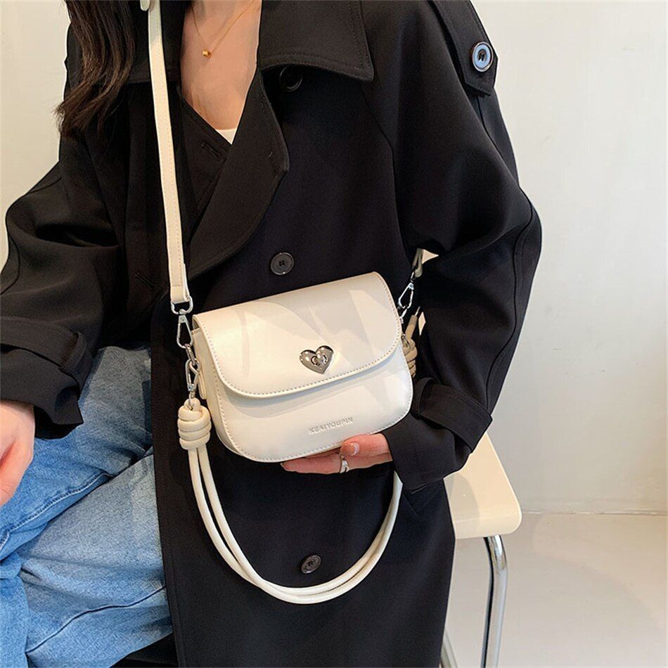 Fashion Heart-shaped Lock Women Small Side Shoulder Bag Crossbody Purse Handbags