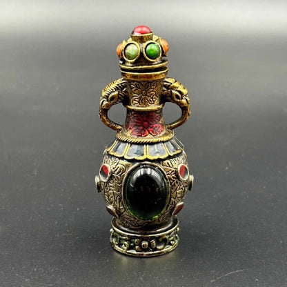 Archaizing Copper Snuff Bottle Tibetan Style Handicraft Home Decoration Ornament