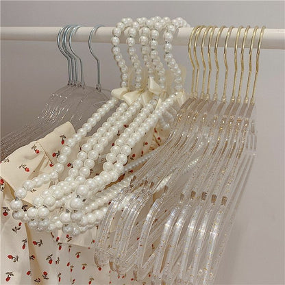 Clothes Hangers Glittering Powder Transparent Pearl Skirt Rack Plastic 40x23.5cm