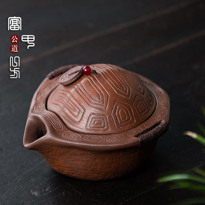Chinese Yixing Zisha Purple Mud Sand Pottery Handmade 140cc Tortoiseshell Teapot