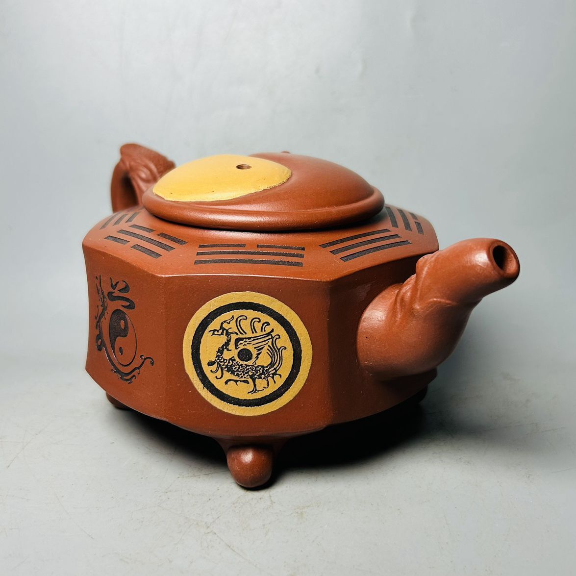 Vintage Chinese Yixing Purple Clay Teapot Zisha Ceremony Calligraphy Collectible