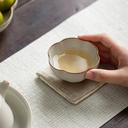 80ml Boutique Cream Ru Kiln Ceramic Tea Cup Plum Blossom Master Cup