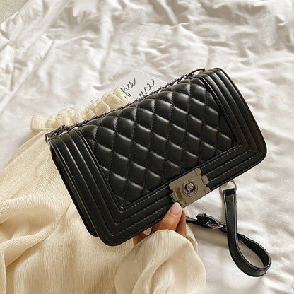 Chain Shoulder Bag V-Line Leather Crossbody Bags Lock Messenger Handbag 9 Colors