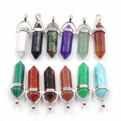 Wholesale 24pcs/lot Mixed Natural stone Point Chakra Healing Gemstone Pendants