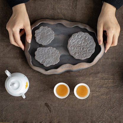 27.5cm Tea Plate Crude Pottery Tea Tray Serving Tray Reservoir Kung Fu Tea Set