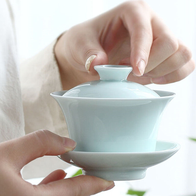Jingdezhen Porcelain Gaiwan Chinese Covered Bowl Tureen With Cup Saucer Lid New