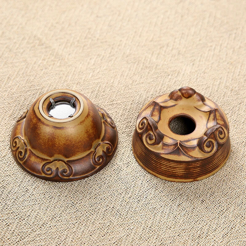 Retro Stoneware Filter Screen Tea Funnel Set Tea Filter Tea Making Device Gift