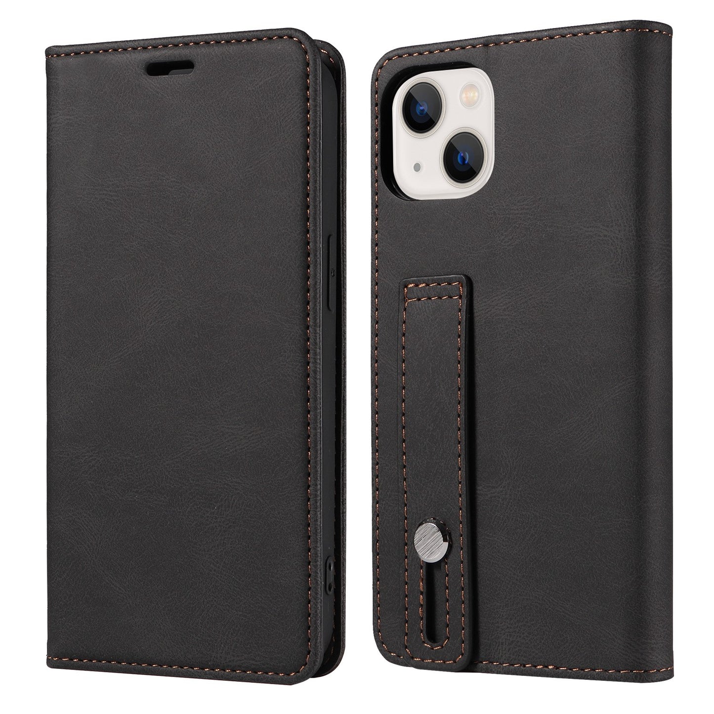 iPhone17/16/SE Wrist Strap Leather Cover Samsung S25 Flip Cover