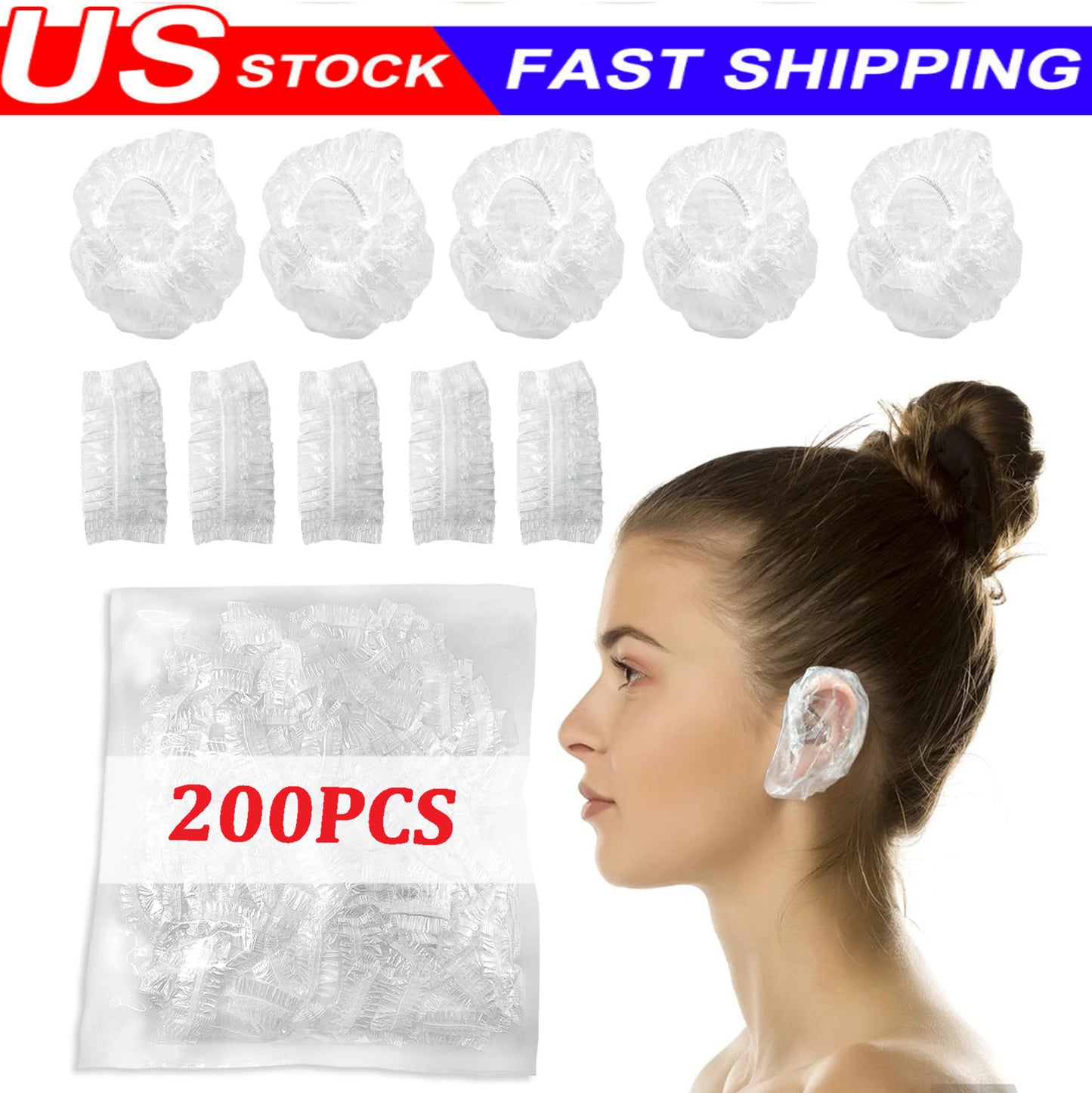 200X Clear Disposable Ear Protectors Waterproof Ear Covers for Hair Dye Bathing