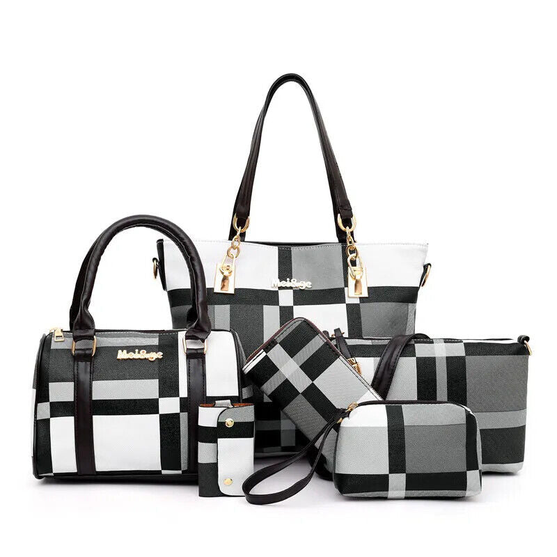 Handbags New 6 PCS Set Women Handbag Shoulder Bag Travel Ladies Crossbody Bag